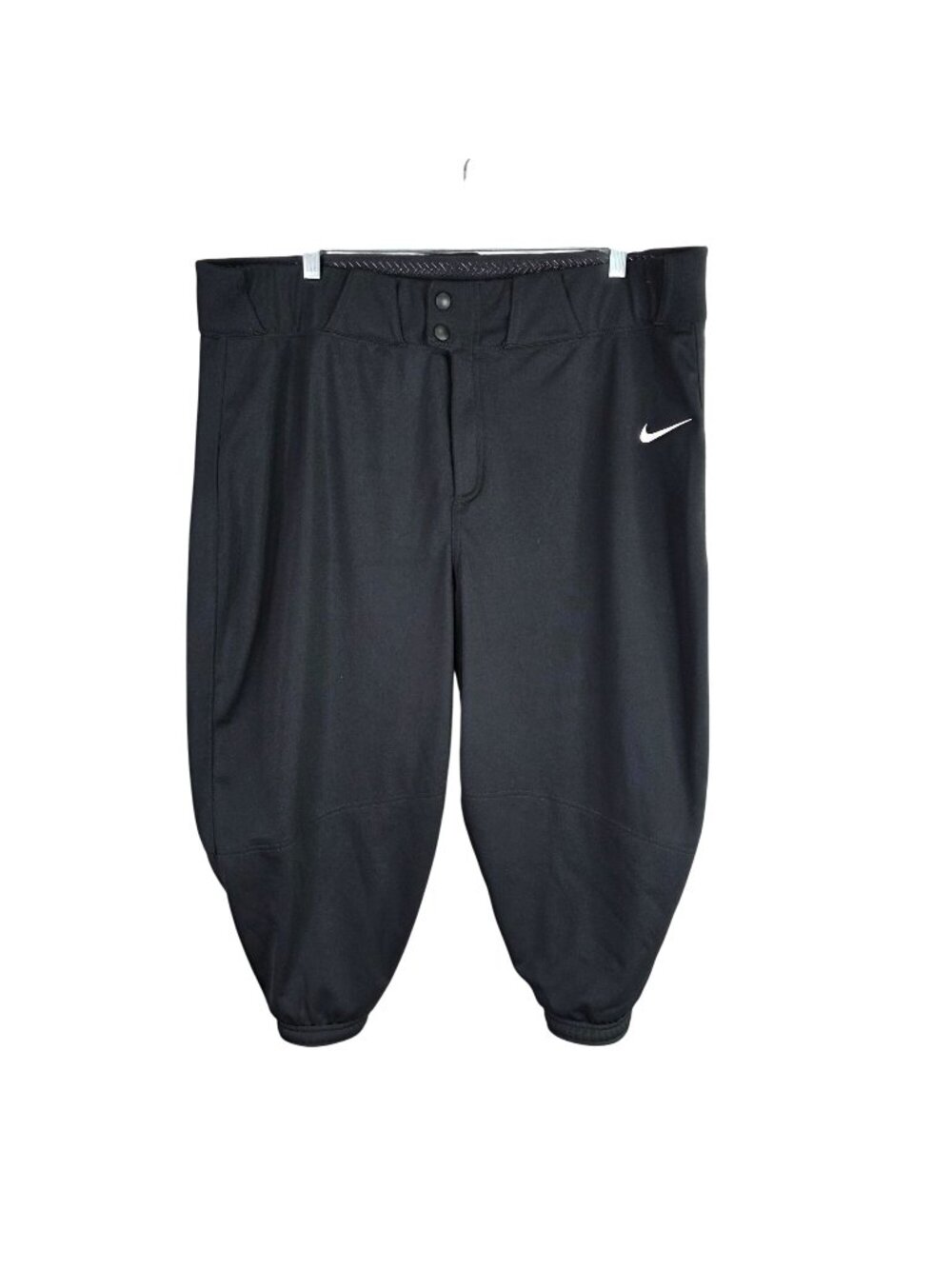 Mens Nike Team Black Baseball Pants 100% Polyester Elastic Cuffs Dual Snap XXL